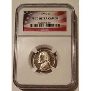 1999 S Jefferson Nickel Proof PF70 UC NGC Flag Label